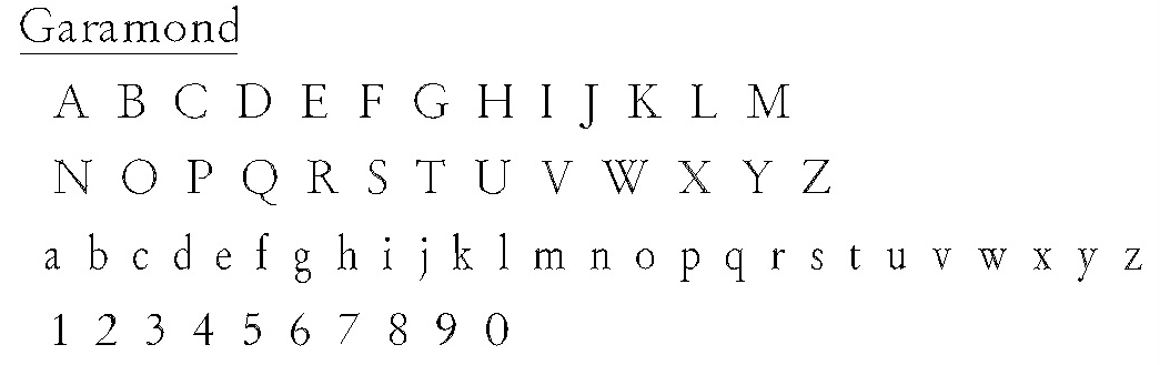 garamond typeface category